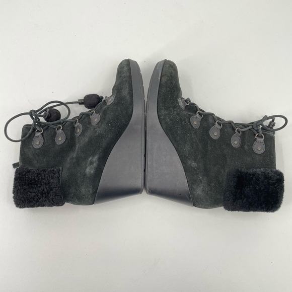 Cole Haan Womens Size 9B Black Pom Pom Wedge Sueded Leather Boots D35450 - Picture 9 of 11